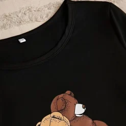 Sets Dames*Inge - Comfortabele Crew Neck Top en Geruite Broek Ensemble voor de Zomer Zwart