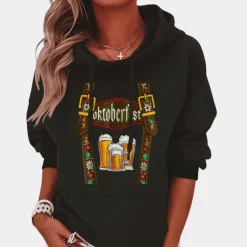 Truien & Vesten Dames*Ioanna - Stijlvolle Vrouwen Hoodie Sweater voor Zomer en Oktoberfest Zwart