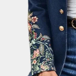 Blazers & Blouses Dames*Iona - Vrouwelijke blazer met bloemenprint voor de zomer Blauw