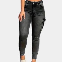 Broeken & Rokken Dames*Irka - Casual skinny jeans voor dames - Perfect voor de zomer Zwart