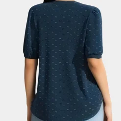 Blazers & Blouses Dames*Isabetta - Luchtige damesblouse met v-hals voor de zomer Zee Blauw