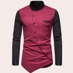 Shirts Heren*Istvan - Trendy Lange Mouwen Asymmetrisch Zomershirt