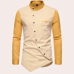 Shirts Heren*Istvan - Trendy Lange Mouwen Asymmetrisch Zomershirt