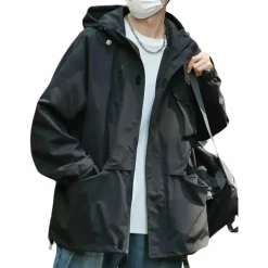 Jassen Heren*IZAN - Stijlvolle en waterdichte jas met zakken Zwart