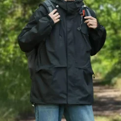 Jassen Heren*IZAN - Stijlvolle en waterdichte jas met zakken Zwart