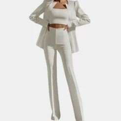 Sets Dames*Jamalia - Luxe 3-delige Zomerse Blazer Set voor Dames Wit