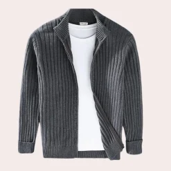 Truien & Vesten Heren*Janusz - Casual luxe gebreid herencardigan met rits voor de zomer
