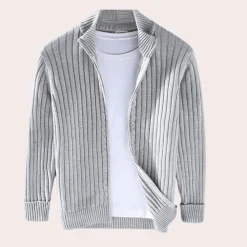 Truien & Vesten Heren*Janusz - Casual luxe gebreid herencardigan met rits voor de zomer