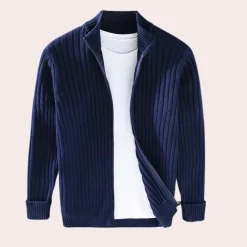 Truien & Vesten Heren*Janusz - Casual luxe gebreid herencardigan met rits voor de zomer