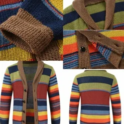 Truien & Vesten Heren*JASEN - Luchtige gebreide vintage trui en vest voor heren, perfect voor lente en zomer Oranje