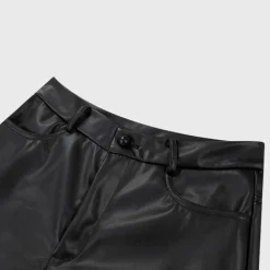 Broeken & Rokken Dames*Jaska - Recht gesneden leren zomerbroek Zwart