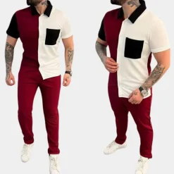 Sets Heren*Jeter - Trendy color block heren tweedelige set voor de zomer
