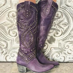 Damesschoenen*JOAN - Zomerse laarzen met metalen studs en hoge hak