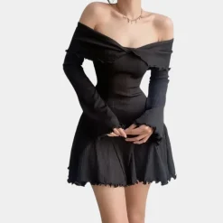 Jurken & Jumpsuits Dames*Joelene - Gebreide damesjurk met off shoulder voor de zomer