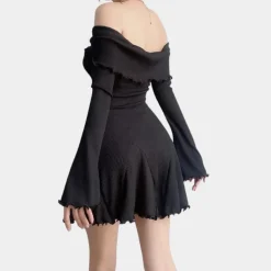 Jurken & Jumpsuits Dames*Joelene - Gebreide damesjurk met off shoulder voor de zomer