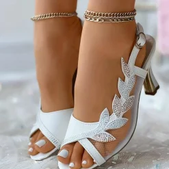Damesschoenen*JOHANNA - Vrouwen Mesh Hoge Hak Sandalen voor de Zomer Wit