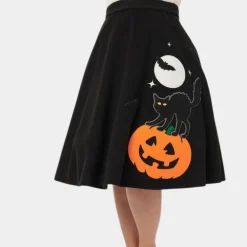 Broeken & Rokken Dames*Jolan - Zomerse Speelse Pompoen & Kat Rok voor Dames Zwart