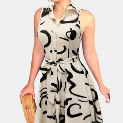 Jurken & Jumpsuits Dames*Jolanta - Luchtige zomerse damesjurk met abstracte print