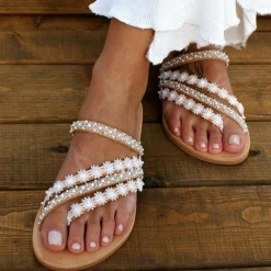 Damesschoenen*JOURNI - Stijlvolle zomerse pantoffels voor vrouwen Wit