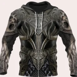 Truien & Vesten Heren*Jozsua - Gewaagde Pantser Grafische Heren Zomer Hoodie Zwart Grijs