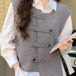 Truien & Vesten Dames*JUDY - Modieus Zomervest voor Dames Grijs