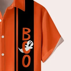 Shirts Heren*Jure - Zomerse Halloween Shirt voor mannen met korte mouwen Oranje