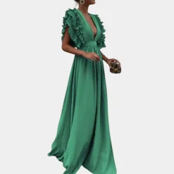 Jurken & Jumpsuits Dames*Kailey - Zomerse damesjurk met mouwen met ruches