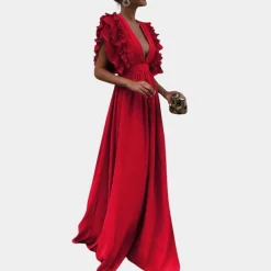 Jurken & Jumpsuits Dames*Kailey - Zomerse damesjurk met mouwen met ruches