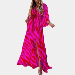 Jurken & Jumpsuits Dames*Kaitlin - Stijlvolle dames maxi-jurk met v-hals voor de zomer