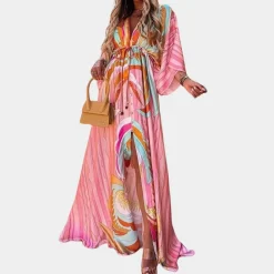 Jurken & Jumpsuits Dames*Kaitlin - Stijlvolle dames maxi-jurk met v-hals voor de zomer