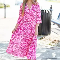 Jurken & Jumpsuits Dames*KALI - Stijlvolle lange zomerjurk Roze