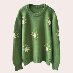 Truien & Vesten Dames*KALINA - Romantische Dames Zomertrui met Fijn Borduurwerk Groen