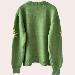 Truien & Vesten Dames*KALINA - Romantische Dames Zomertrui met Fijn Borduurwerk Groen