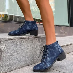 Damesschoenen*Kallirhoe - Stijlvolle Zomerse Enkellaarzen voor dames Blauw