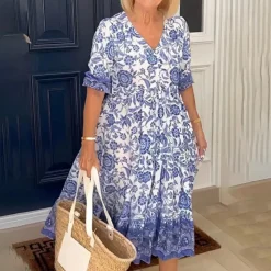 Jurken & Jumpsuits Dames*KARLA - Elegante zomerjurk met v-hals