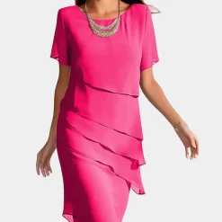 Jurken & Jumpsuits Dames*Karmen - Luxe Chiffon Midi Dress met Gelaagde Ontwerpen voor Zomer Elegantie