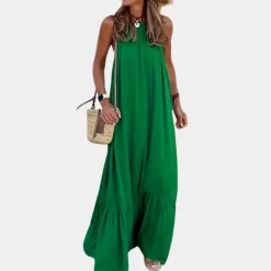 Jurken & Jumpsuits Dames*Karolina - Eenvoudige zomerse halterjurk voor dames Groen