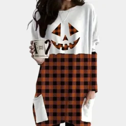 Truien & Vesten Dames*Kata - Trendy Plus Size Zomerse Halloween Pullover voor Dames Wit