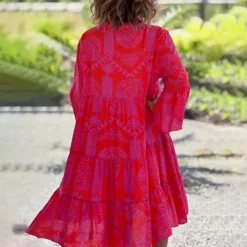 Jurken & Jumpsuits Dames*KATALEYA - Casual zomerse lente/zomer midi-jurk Rozerood