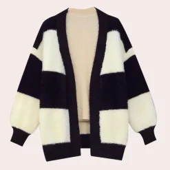 Truien & Vesten Dames*Katelya - Stijlvol gestreept damesvest voor de zomer Zwartwit