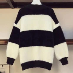 Truien & Vesten Dames*Katelya - Stijlvol gestreept damesvest voor de zomer Zwartwit