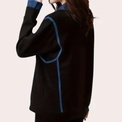 Truien & Vesten Dames*Katerina - Trendy dames sweatshirt met kraag voor de zomer Zwart