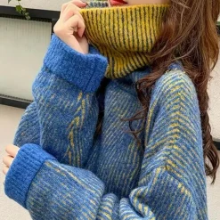 Truien & Vesten Dames*KATHLEEN - Geraffineerde Coltrui voor Dames Blauw