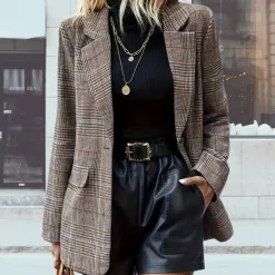 Blazers & Blouses Dames*KATI - Luchtige casual geruite blazer voor dames - Zomereditie Grijs