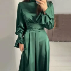 Jurken & Jumpsuits Dames*KEEVA - Zomerse lange jurk voor dames Donkergroen