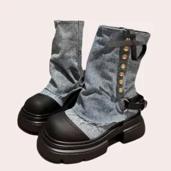 Damesschoenen*KEONA - Stijlvolle Denim Laarzen voor Dames - Perfect voor de Zomer