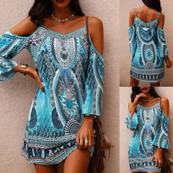 Jurken & Jumpsuits Dames*KINSLEY - Stijlvolle zomerse mini jurk Blauw