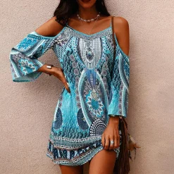 Jurken & Jumpsuits Dames*KINSLEY - Stijlvolle zomerse mini jurk Blauw