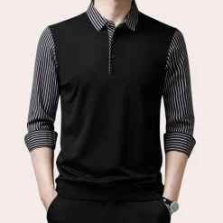 Shirts Heren*Kjell - Trendy zomers herenoverhemd met gestreepte kraag en mouwen