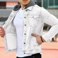 Shirts Heren*KORATH - Zomerse denim hoodie shirt